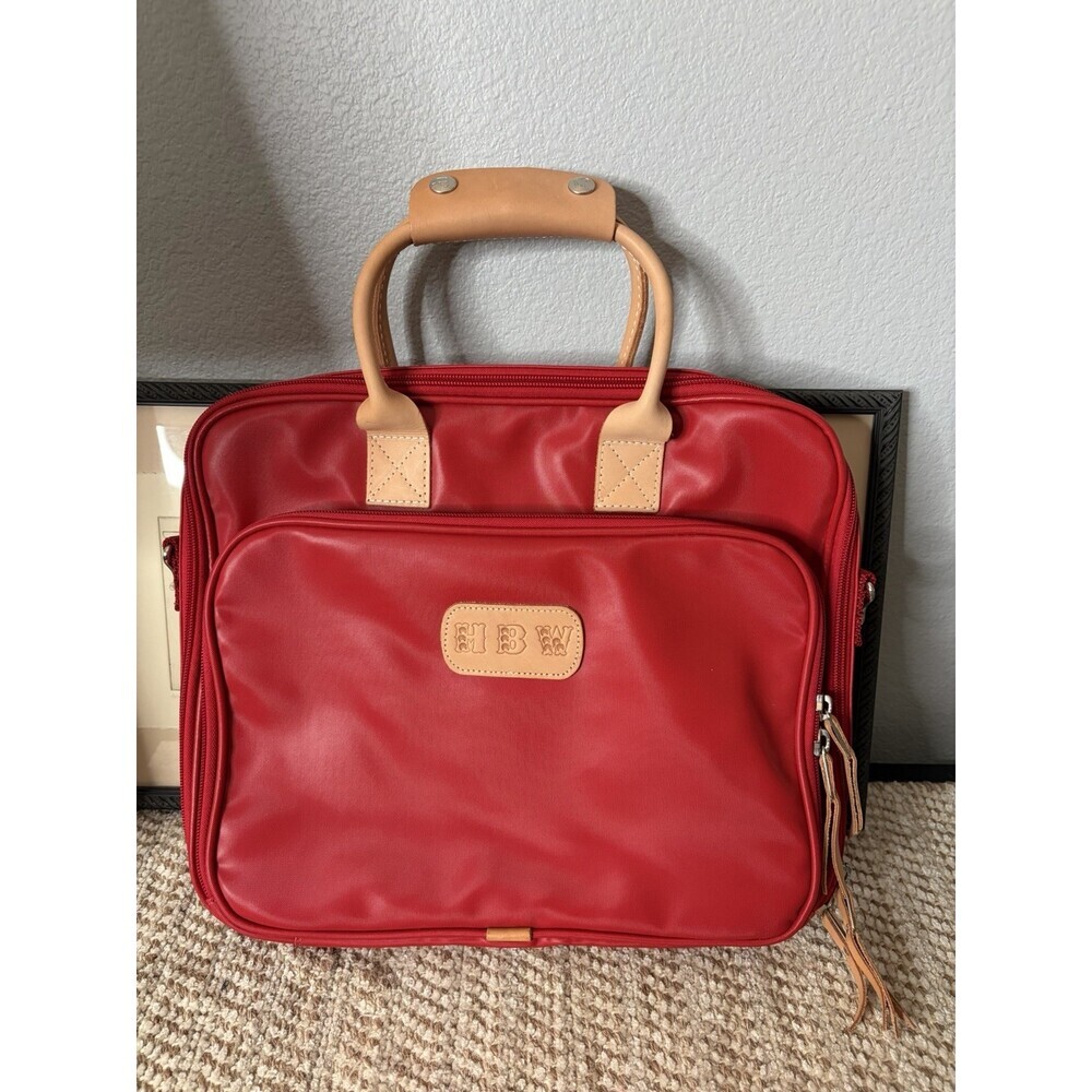 RARE Jon Hart Red Coachman Laptop Work Bag W/Strap and Key Fob Included CLEAN!